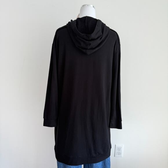 Majestic Filatures Sweatshirt Women 4 Large Black Hooded Deluxe Teeshirt Sweater - Picture 4 of 11